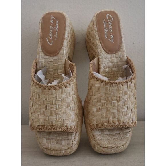 Circus NY x Sam Edelman Women Sz 9.5M Bleached Beechwood Raffia Ilyse Sandals - Picture 7 of 11